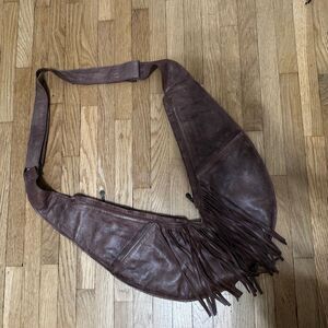 Sash Genuine Leather Purse Crossbody Sling Brown Fringe Travel Shoulder Bag